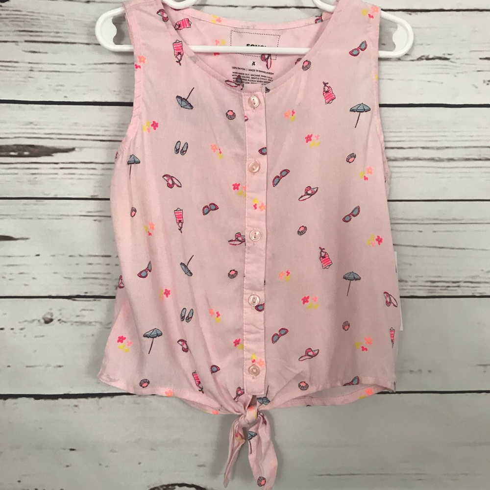 Sonoma Girls Pink Tie Front Shirt Size 4